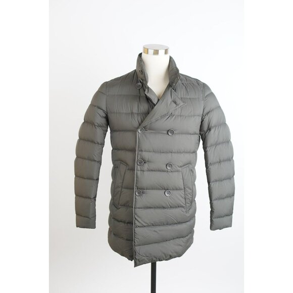 $1,095 Herno Down Padded Double Breasted Down Coat Size 50/40 Olive Green MINT